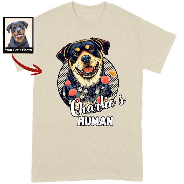 Floral Dog Portrait T-Shirt Custom Pet Gift for Dog Lovers, Dog Mom FSD4817