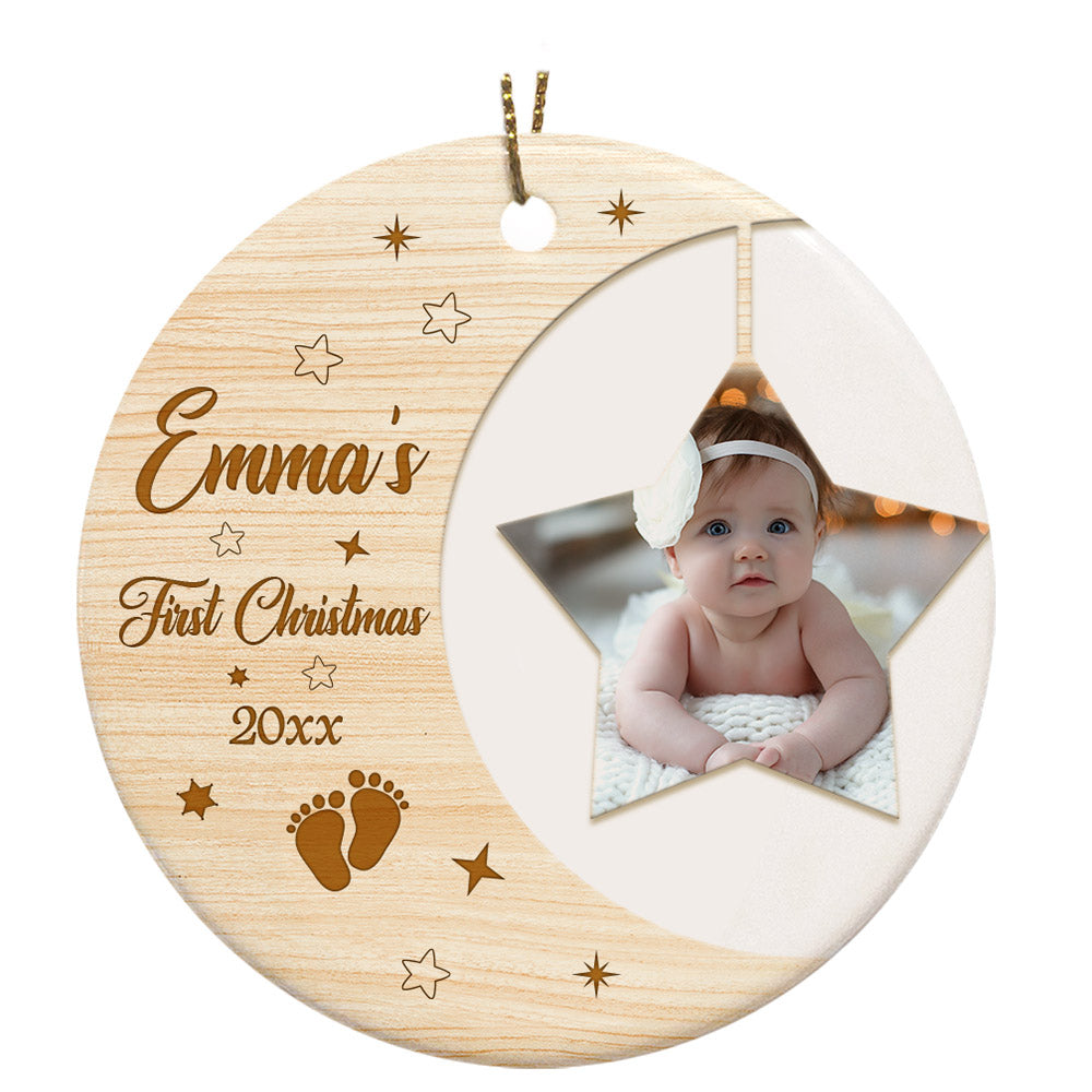 Personalized Christmas Ornaments| My First Christmas Customized Name & Year Baby First Christmas Ornament OMT17-5