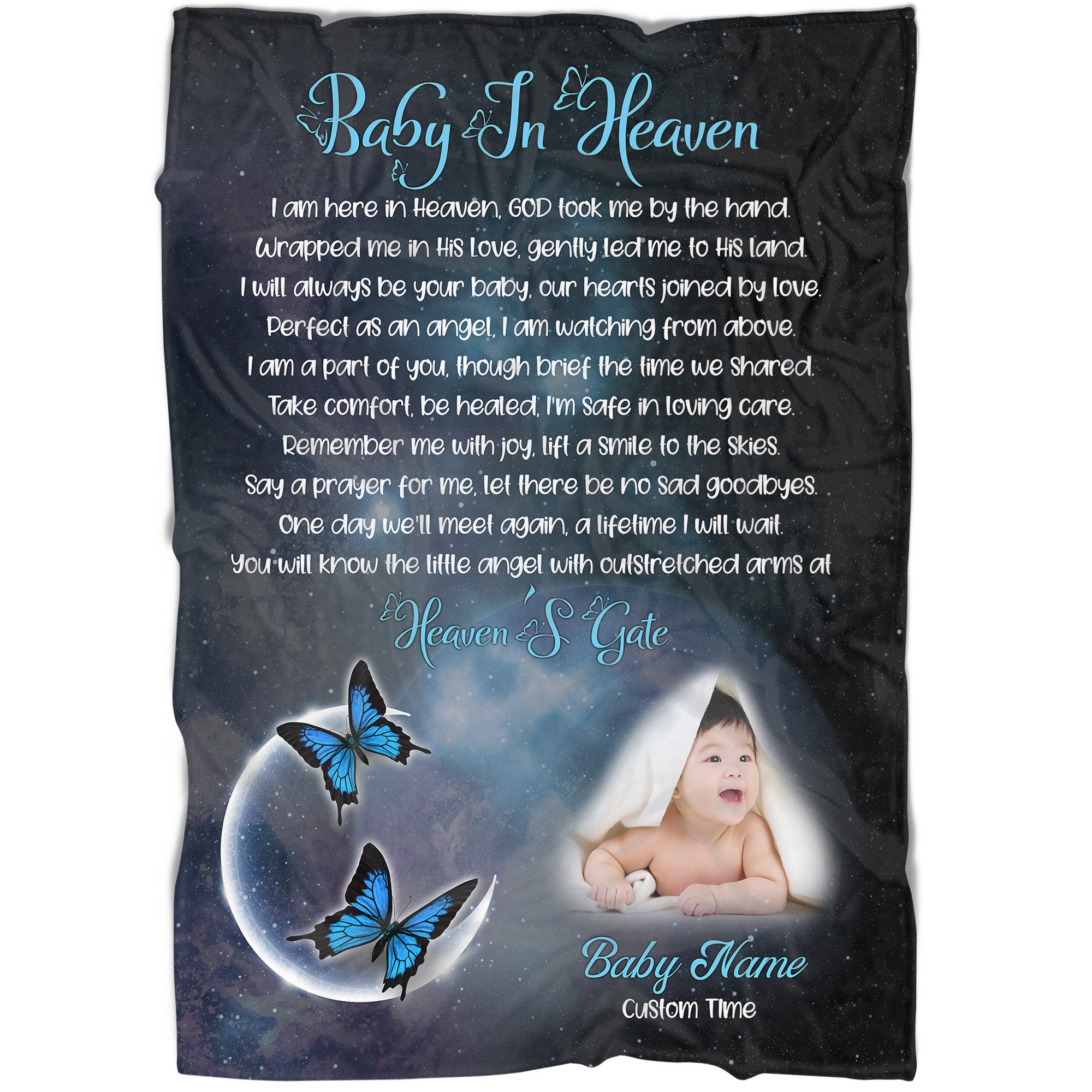 Memorial Blanket Gifts For Baby In Heaven, Personalized Memorial Gift For Loss of Baby Angel, Loss of Child Infant MM33