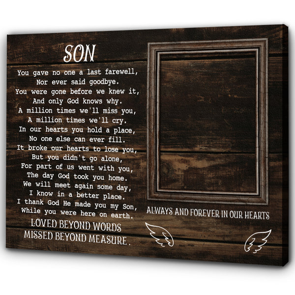 Son Memorial Personalized Canvas Gift| Sympathy Gift For Loss Of Son In Heaven| In Loving Memory Of Son NXM399