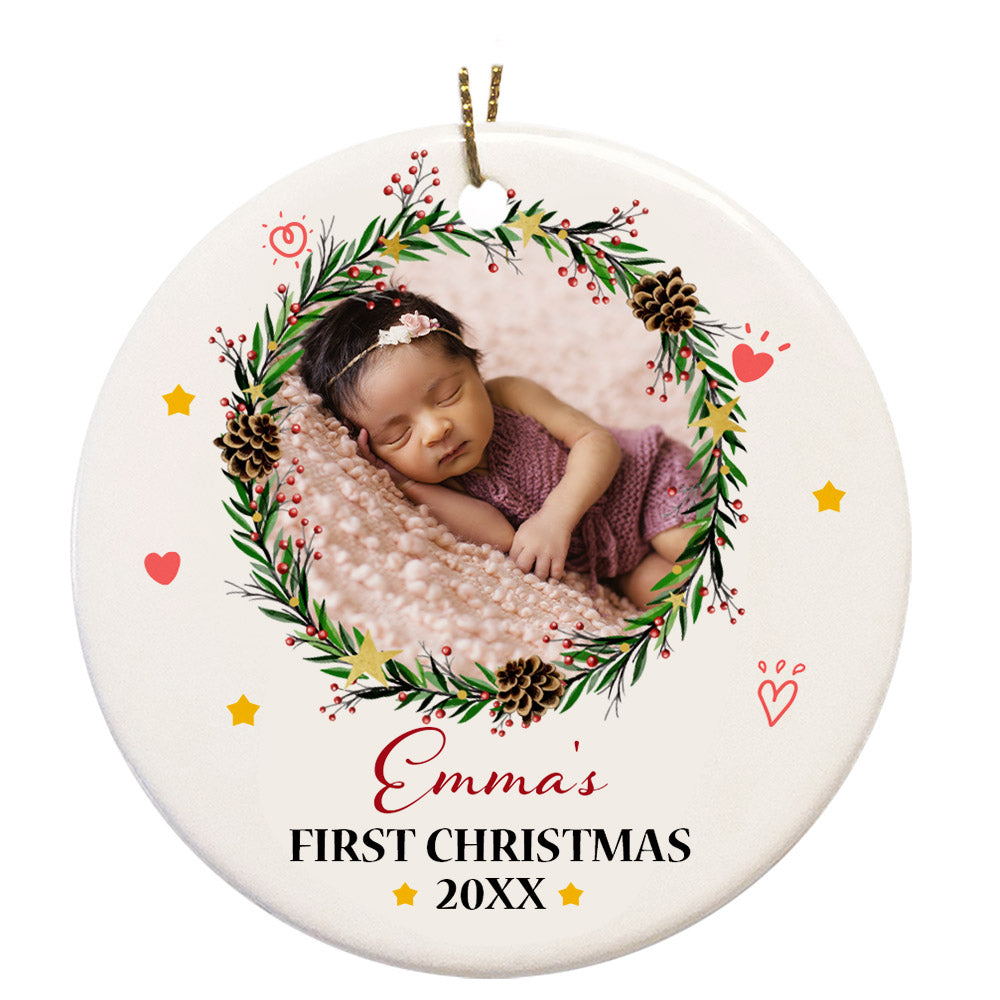 Personalized Christmas Ornaments| My First Christmas Customized Name & Year Baby First Christmas Ornament OMT17-3