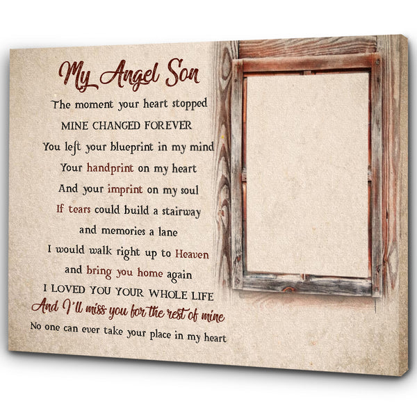 Son Memorial Canvas Gifts, Personalized Memorial Gift Sympathy Gift for Loss of Son in Heaven Son Remembrance NXM69