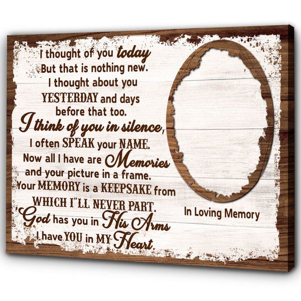 I Thought Of You Memorial Canvas Gifts For Loss of Dad Mom| Remembrance Gift Loss Loved One NXM164