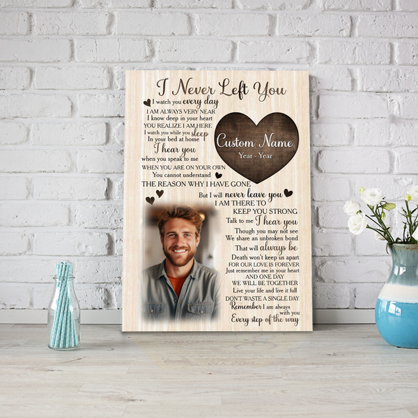 Memorial Gift Canvas Personalized| I Never Left You Sympathy Gifts For Loss Of Dad Mom In Memory Gift NXM461