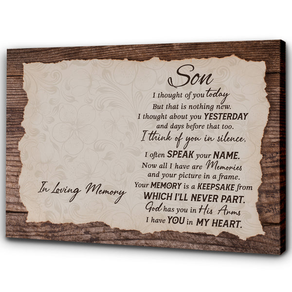 Son Memorial Canvas | Personalized Memorial Gift for Loss of Son In Heaven | Son Remembrance NXM210