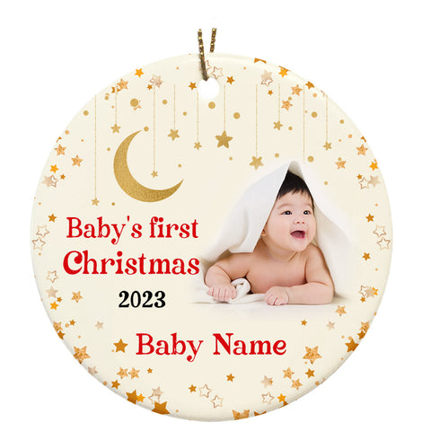 Personalized Baby's First Christmas Ornament, Custom Baby's First Christmas Photo Ornament Decoration OMT08-1