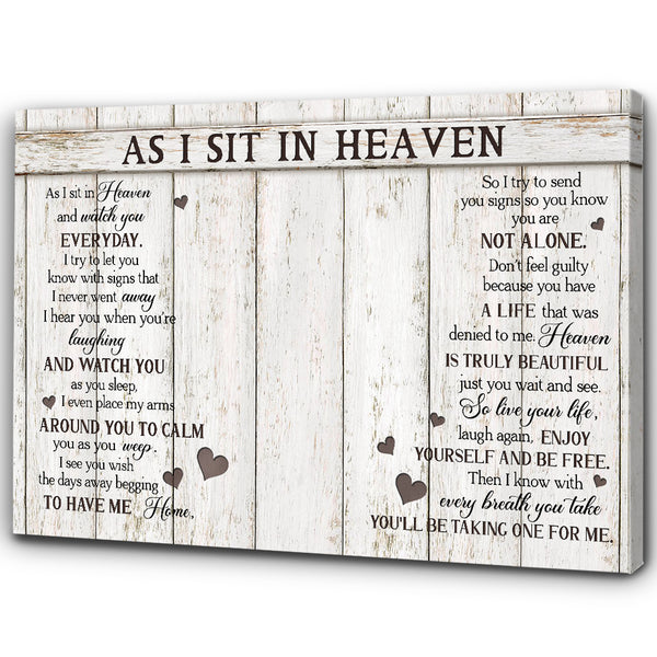 As I Sit In Heaven Personalized Memorial Gift Canvas| In Memory Gifts For Loss Of Loved One NXM443