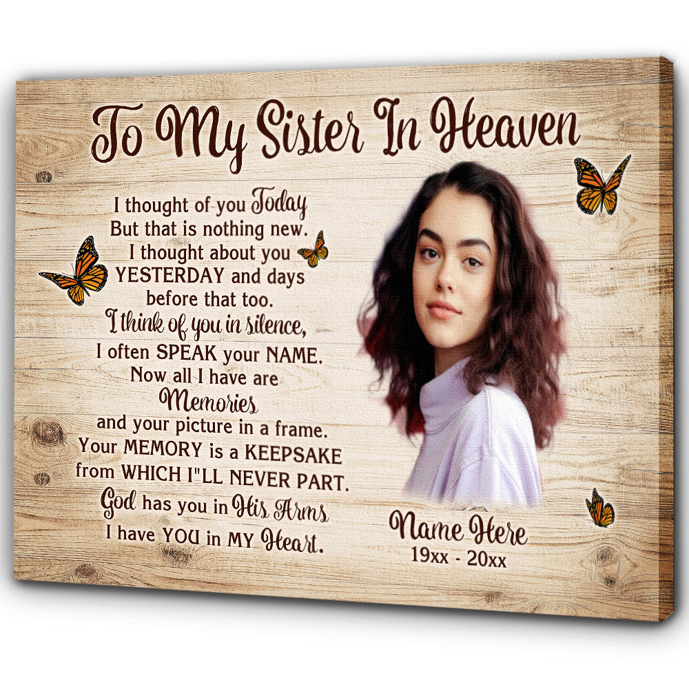 Sister Memorial Canvas Gift Personalized, Sympathy Gifts For Loss Of Sister, Sister Remembrance Gifts NXM404