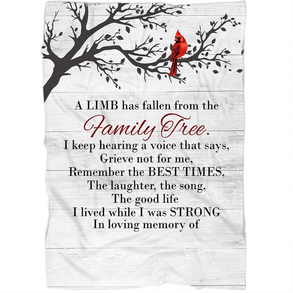 Memorial Blanket Gift| Remembrance Blanket Sympathy Gift For Loss of Dad Mom| A Fallen Limb Blanket MM47