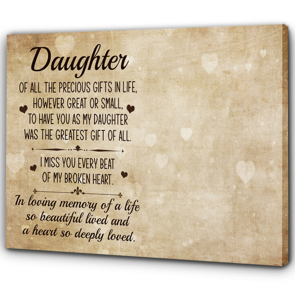 Daughter Memorial Canvas| In Memory Of My Daughter| Sympathy Gifts for Loss of Daughter NXM412