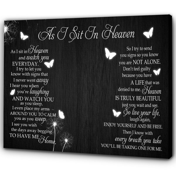 As I Sin In Heaven Memorial Canvas Gifts For Loss Loved One| Remembrance Canvas Wall Art Gift NXM153