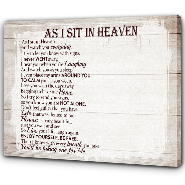 As I Sit In Heaven Memorial Gift For Loss Of Loved One| In Loving Memory Sympathy Gifts NXM378