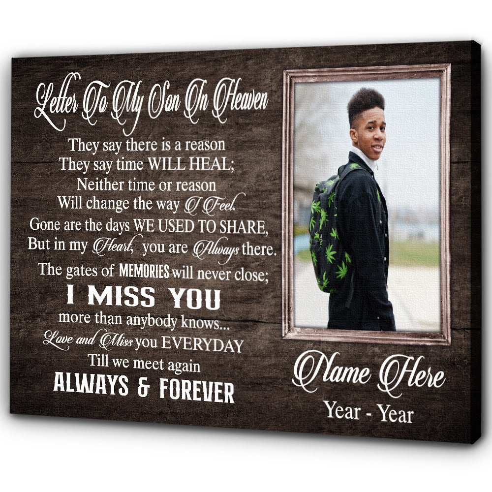 Son Memorial Canvas| Loss of Son Personalized Memorial Gift| Sympathy Gift for Son In Memory of Son NXM206