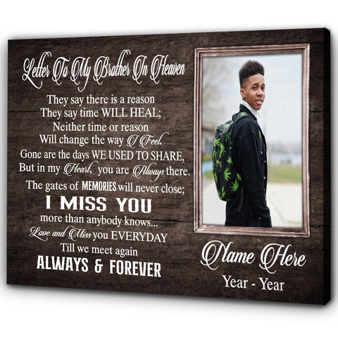 Brother Memorial Canvas Gift For Loss Of Brother, Remembrance Gifts for Loss of Brother Sympathy Gifts NXM308