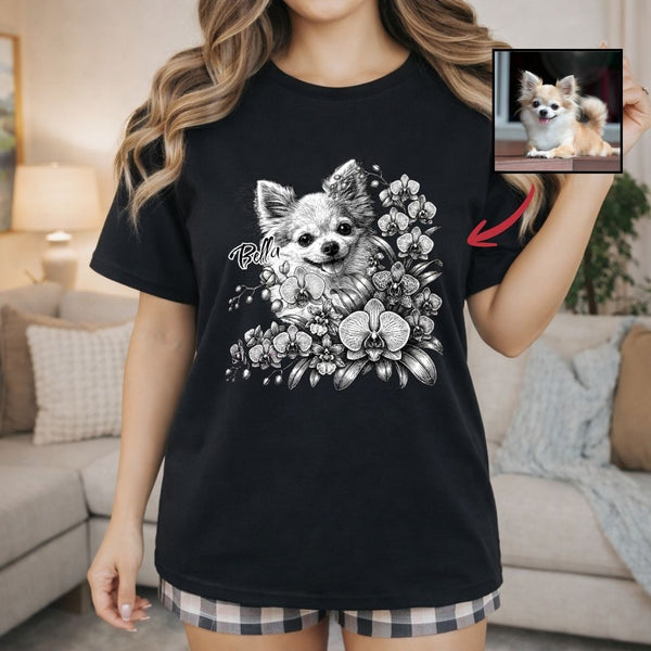 Orchids Flowers Custom Memorial Dog Shirt for Humans, Gift for Dog Parent FSD4824