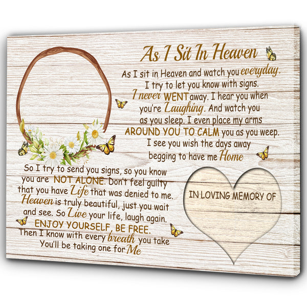 Personalized Memorial Canvas Gift| As I Sit In Heaven Memorial Gift For Loss Loved One NXM301