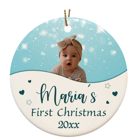 Personalized Christmas Ornaments| My First Christmas Customized Name & Year Baby First Christmas Ornament OMT17-7