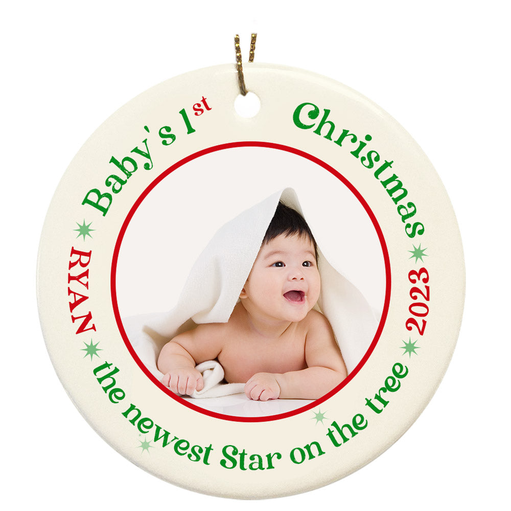 Personalized Baby's First Christmas Ornament, Custom Baby's First Christmas Photo Ornament Decoration OMT08-4