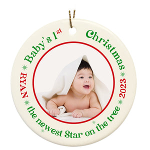 Personalized Baby's First Christmas Ornament, Custom Baby's First Christmas Photo Ornament Decoration OMT08-4