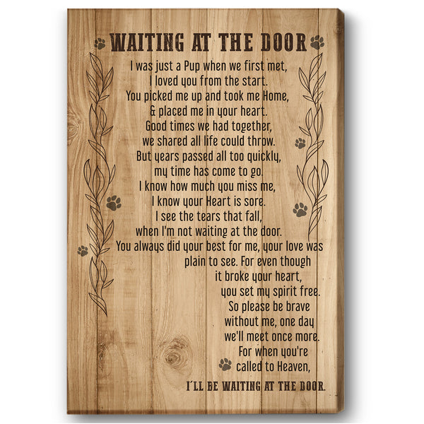 Dog Memorial Canvas Gift | Waiting at The Door Memorial Gift For Loss of Dog| Dog Remembrance NXM363