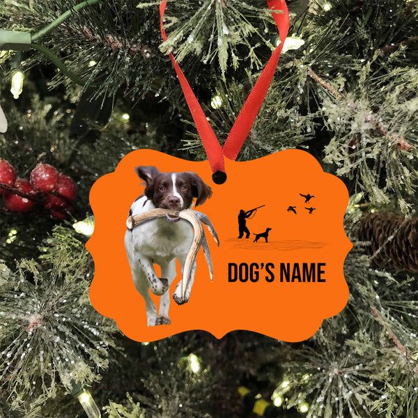 English Springer Spaniel Hunting Dog Custom Name Medallion Aluminum Ornament - Dog Christmas ornament FSD4348