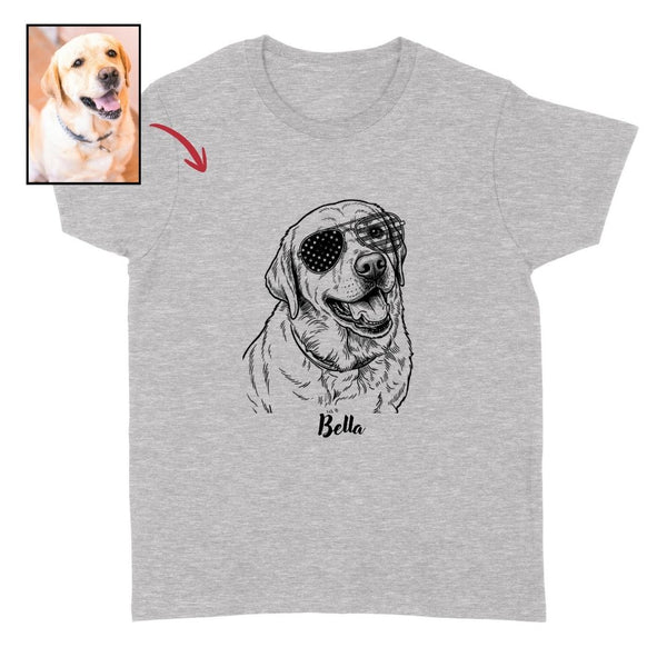 Custom Dog Wearing USA Flag Sunglasses Unisex T-shirt - Personalized Pet Gift FSD4845