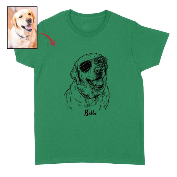 Custom Dog Wearing USA Flag Sunglasses Unisex T-shirt - Personalized Pet Gift FSD4845