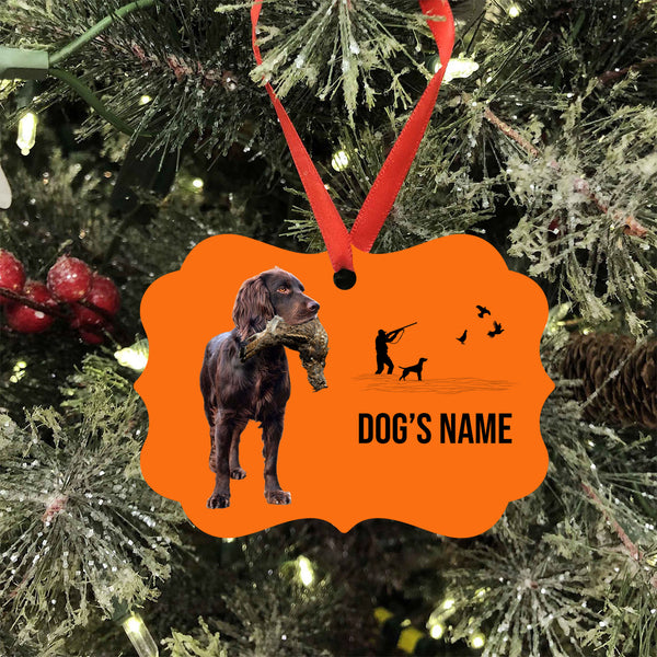 Boykin Spaniel Hunting Dog Custom Name Medallion Aluminum Ornament - Dog Christmas ornament FSD4356