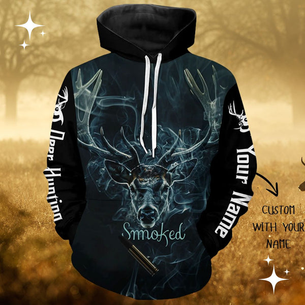 Deer Hunters Custom Smoke Art Hoodie, Personalized Deer Hunting Gifts FSD4529