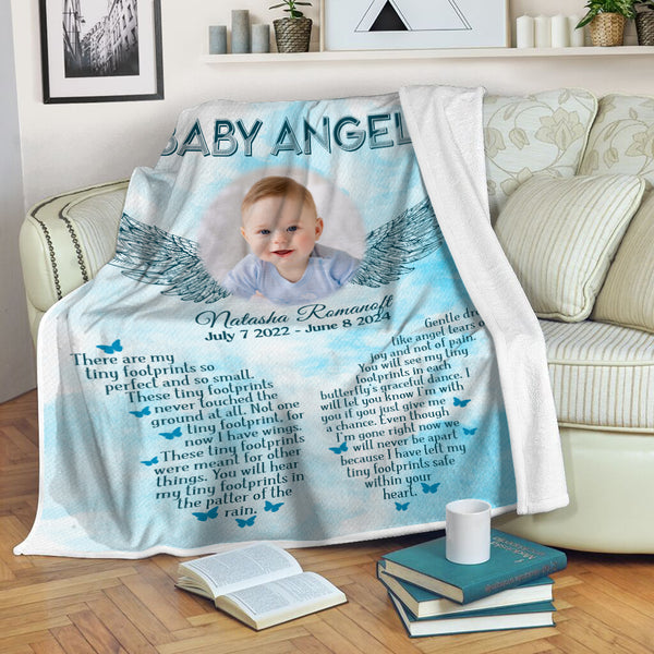 Baby Angel Personalized Memorial Blanket, Remembrance Throw Gift For Loss of Baby In Heaven MM25