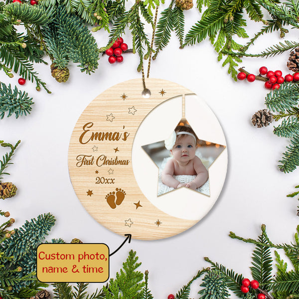 Personalized Christmas Ornaments| My First Christmas Customized Name & Year Baby First Christmas Ornament OMT17-5