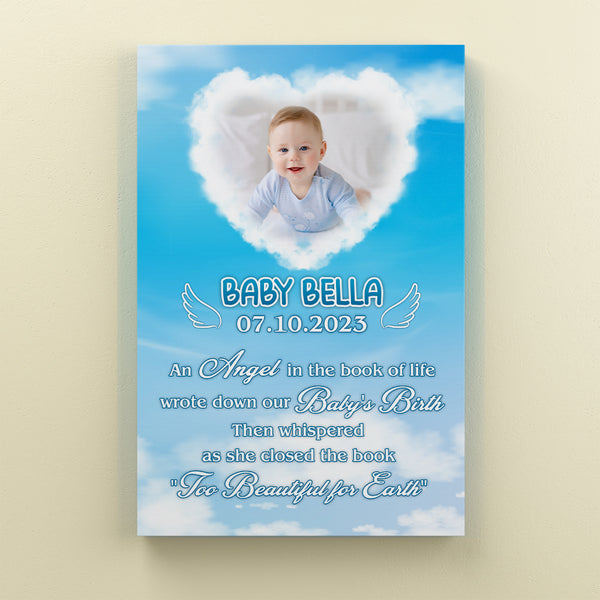 Baby Angel Memorial Canvas Gifts, Memorial Gift For Loss of Baby, Miscarriage Gifts Loss Child Loss Infant NXM290