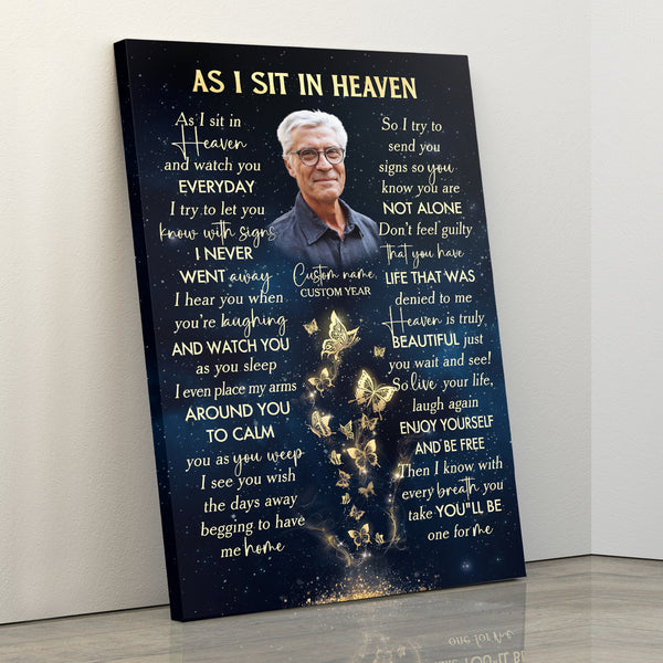 As I Sit In Heaven Memorial Canvas Gift| Sympathy Remembrance Gift For Loss Of Loved One In Heaven NXM400