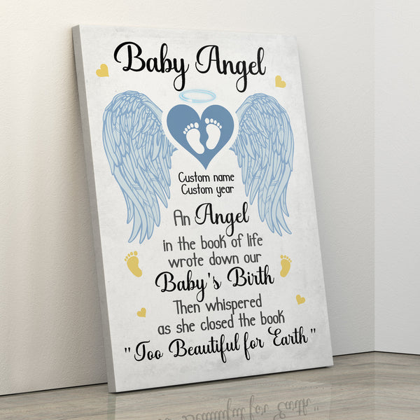 Baby Angel Memorial Canvas Gifts Loss Baby| Personalized Memorial Gift For Loss of Baby NXM235