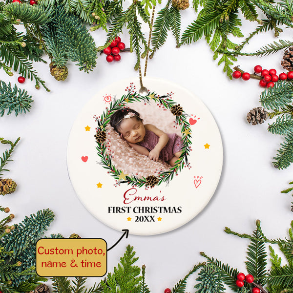 Personalized Christmas Ornaments| My First Christmas Customized Name & Year Baby First Christmas Ornament OMT17-3