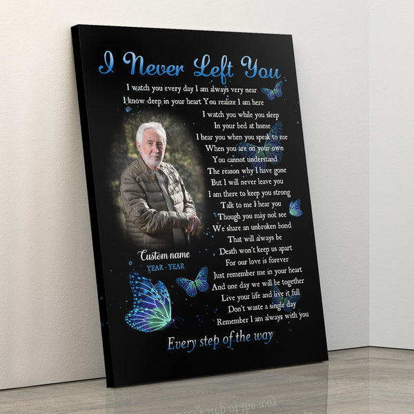 Personalized Memorial Canvas I Never Left You| Sympathy Gift for Loss of Loved One Bereavement Gift NXM224