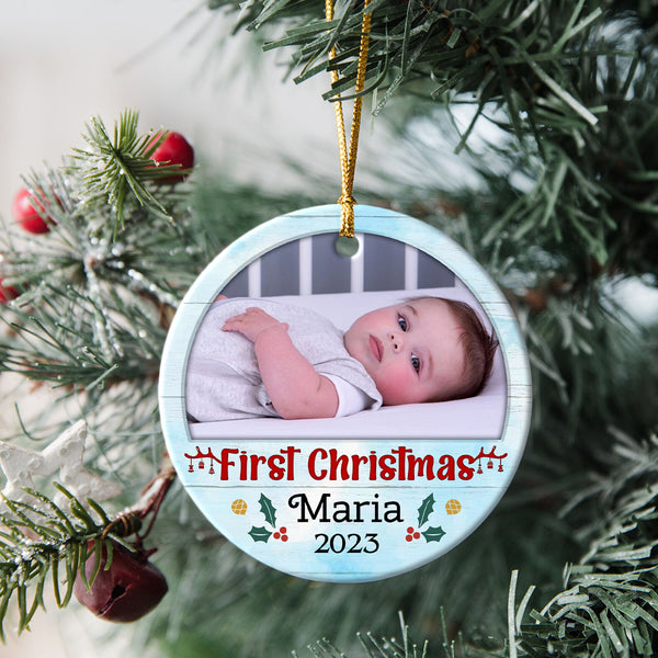 Personalized Christmas Ornaments| My First Christmas Customized Name & Year Baby First Christmas Ornament OMT17-6