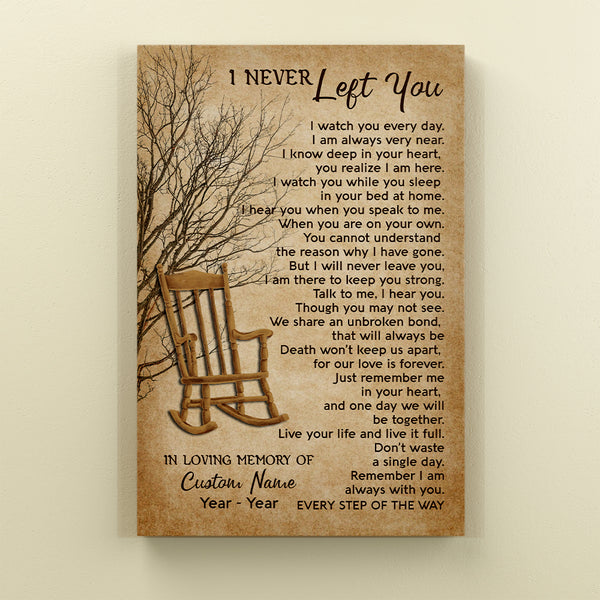 Memorial Canvas Gift| Sympathy Gift for Loss of Loved One In Heaven| I Never Left You Canvas NXM448