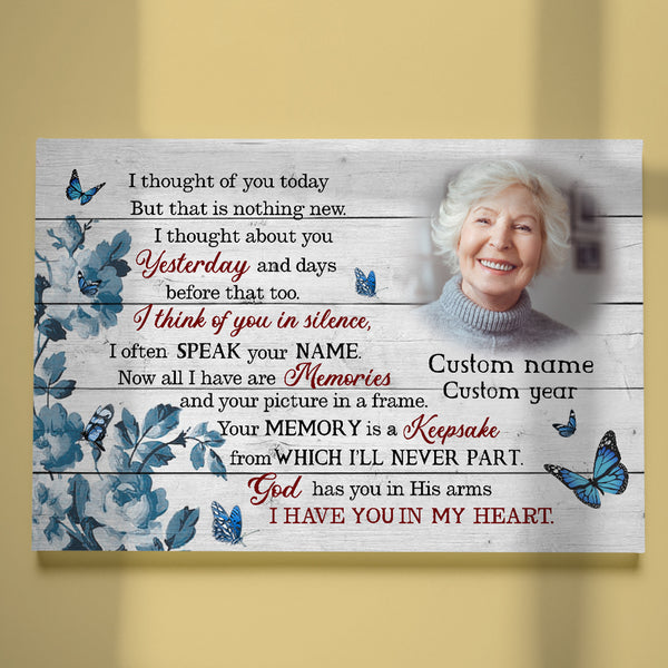 Personalized Memorial Canvas Gifts I Thought Of You| Sympathy Gifts For Loss Loved One In Loving Memory NXM393