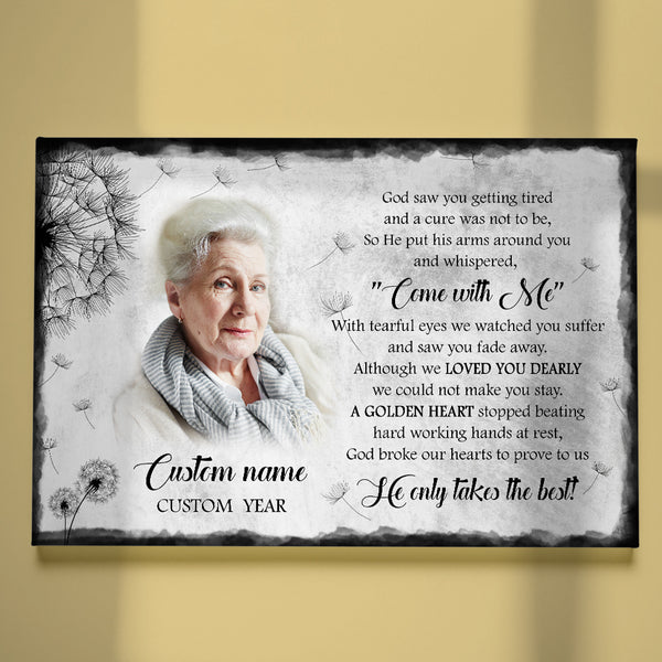 Memorial Canvas Gift God Saw You Getting Tired Sympathy Gifts| In Loving Memory Of Loved One In Heaven NXM444