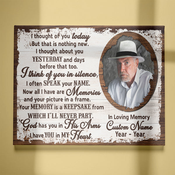 I Thought Of You Memorial Canvas Gifts For Loss of Dad Mom| Remembrance Gift Loss Loved One NXM164