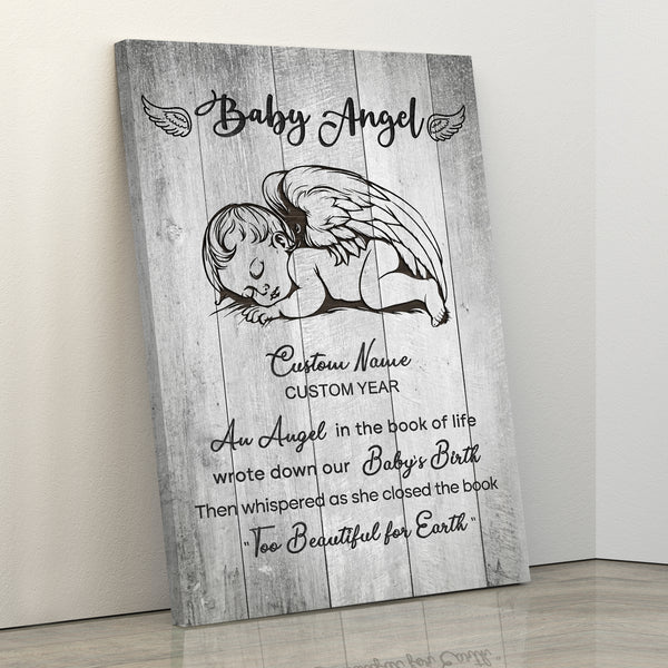 Baby Angel Memorial Canvas Personalized Memorial Gift For Loss of Baby Child Infant Sympathy NXM446