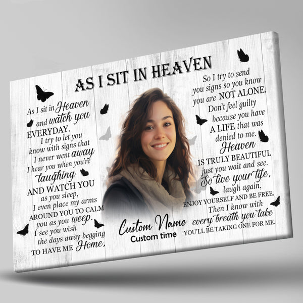 Memorial Canvas Gift| As I Sit In Heaven Bereavement Gift For Loss Of Loved One In Memory Gifts NXM450