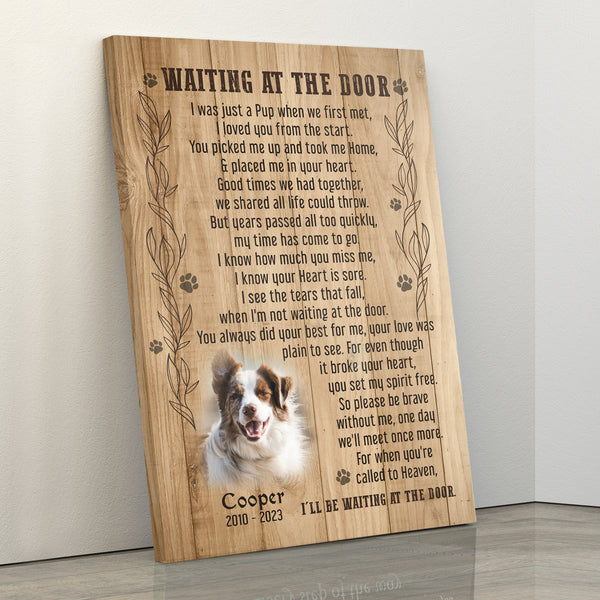 Dog Memorial Canvas Gift | Waiting at The Door Memorial Gift For Loss of Dog| Dog Remembrance NXM363