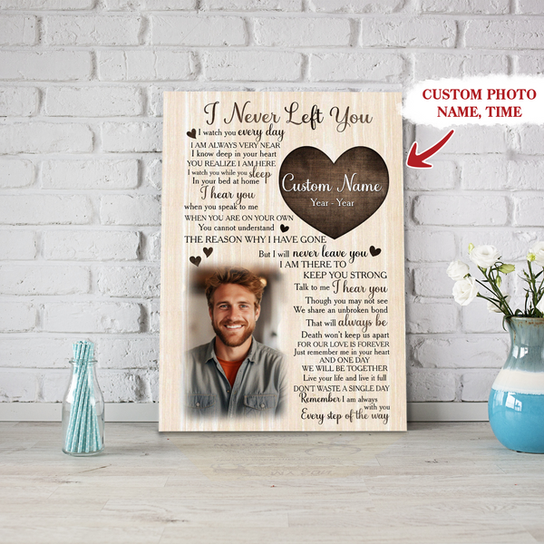 Memorial Gift Canvas Personalized| I Never Left You Sympathy Gifts For Loss Of Dad Mom In Memory Gift NXM461