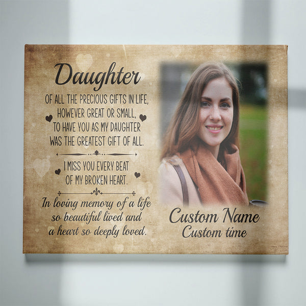 Daughter Memorial Canvas| In Memory Of My Daughter| Sympathy Gifts for Loss of Daughter NXM412