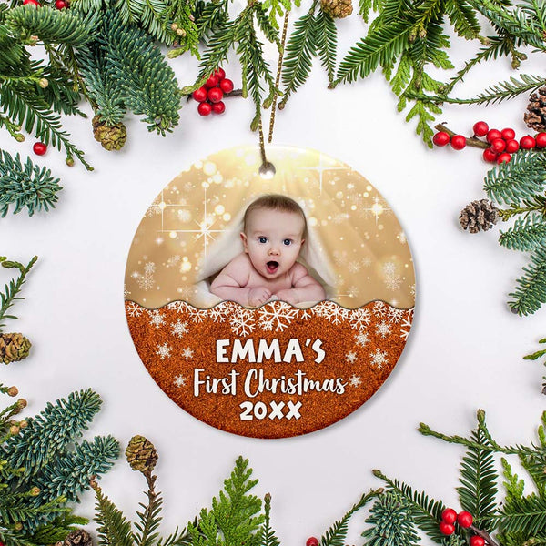 Personalized Christmas Ornaments| My First Christmas Customized Name & Year Baby First Christmas Ornament OMT17-4