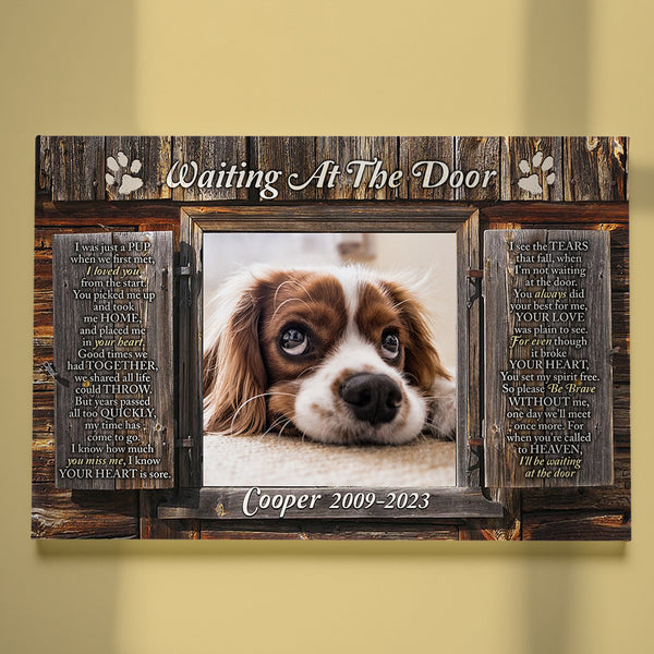 Waiting At The Door Memorial Dog Canvas Gift| Sympathy Gifts For Loss of Dog| Dog Bereavement Gifts NXM139