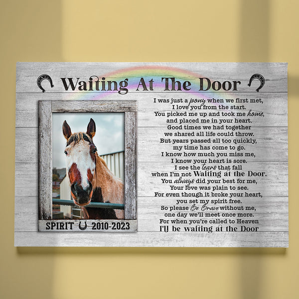 Horse Memorial Gifts Canvas Gifts Waiting At The Door Memorial Gift for Loss of Horse NXM267