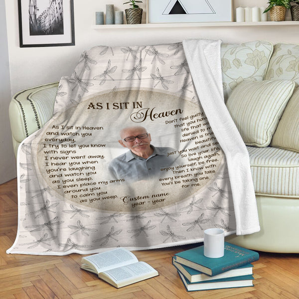 As I Sit In Heaven Memorial Blanket For Loss Of Loved One Sympathy Blanket Remembrance MM39